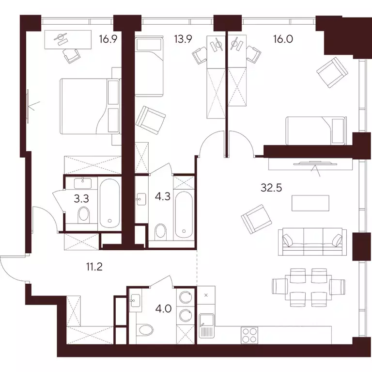 3-к кв. Москва ул. Куусинена, вл21 (102.1 м) - Фото 2