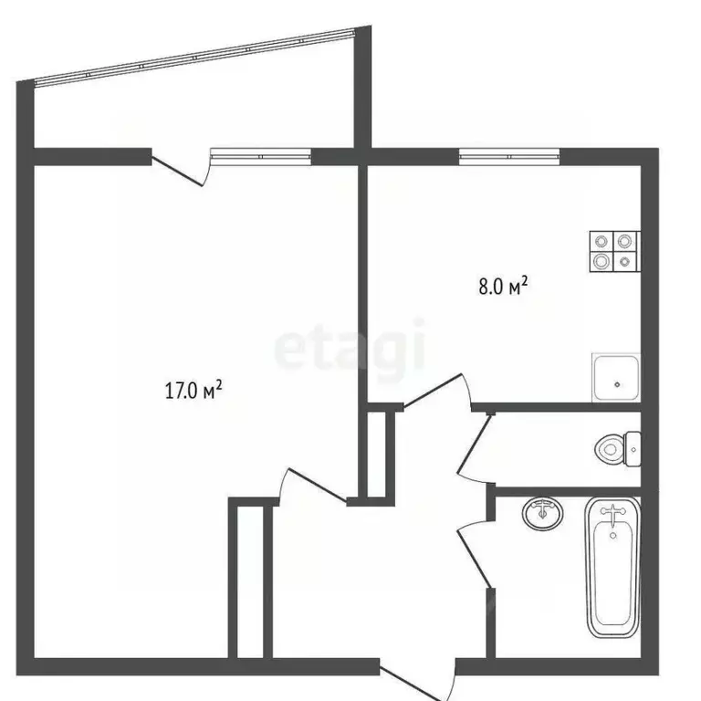 1-к кв. Челябинская область, Озерск ул. Монтажников, 58 (33.7 м) - Фото 1