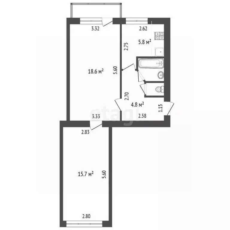 2-к кв. Краснодарский край, Новороссийск ул. Видова, 116 (48.6 м) - Фото 1