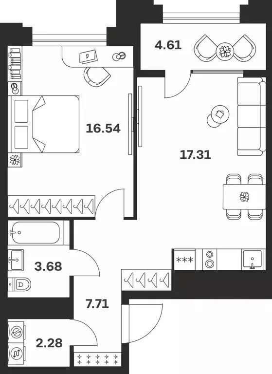 1-комнатная квартира: Тула, улица Болотникова, 4 (52.13 м) - Фото 0