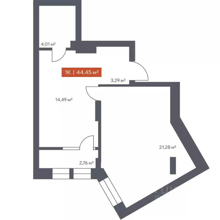1-к кв. Томская область, Томск Красноармейская ул., 144 (44.45 м) - Фото 1