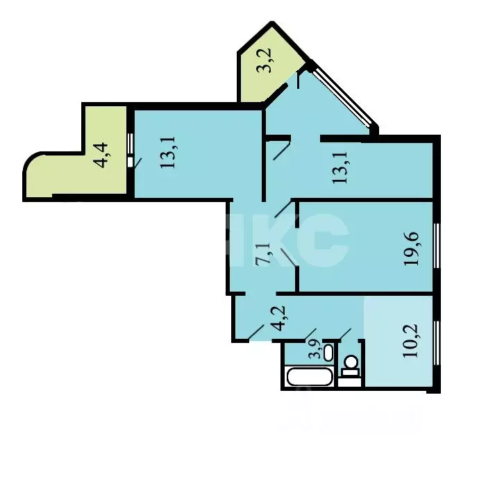 3-к кв. Москва Новороссийская ул., 25К1 (72.0 м) - Фото 2