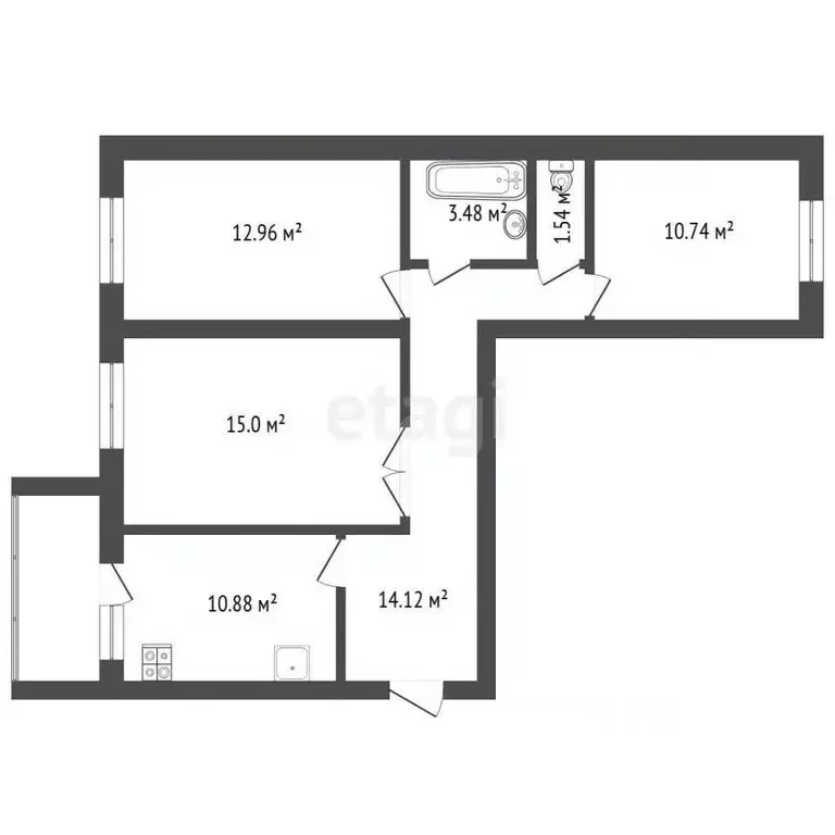 3-к кв. Вологодская область, Вологда Дальняя ул., 20Д (68.9 м) - Фото 1