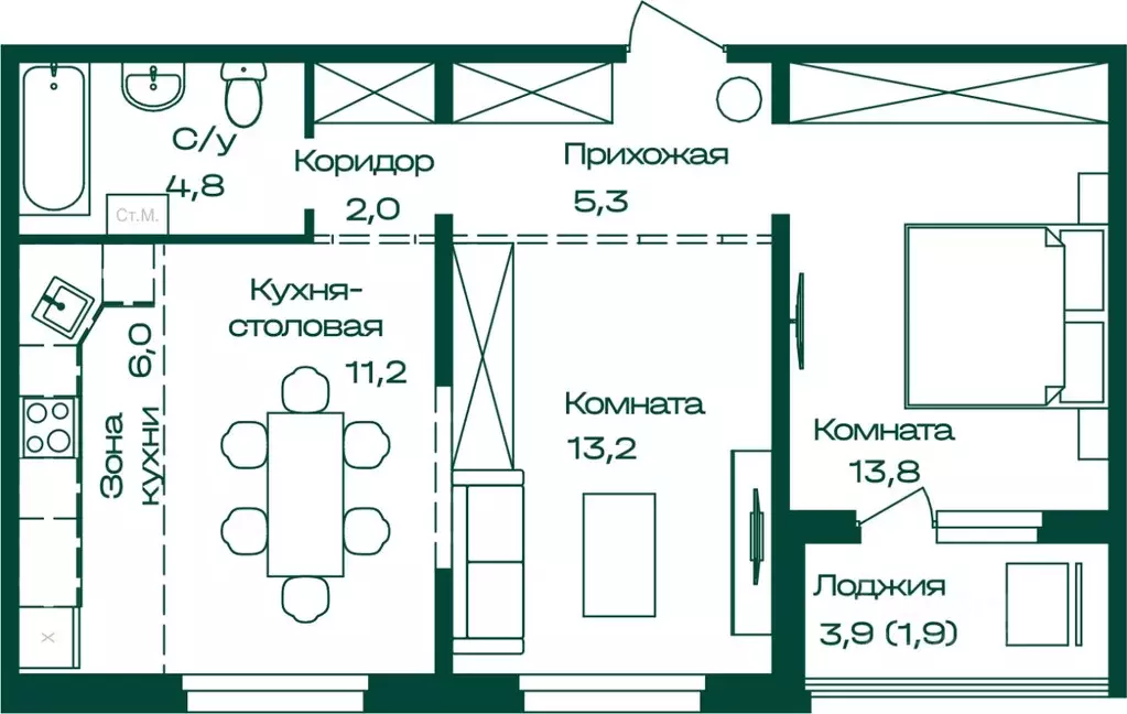 2-к кв. Алтай, Майминский район, с. Майма Алтайская ул., 2к2 (58.2 м) - Фото 0