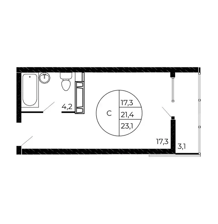 Квартира-студия: Аксай, улица Александра Невского, 2к2 (23 м) - Фото 2