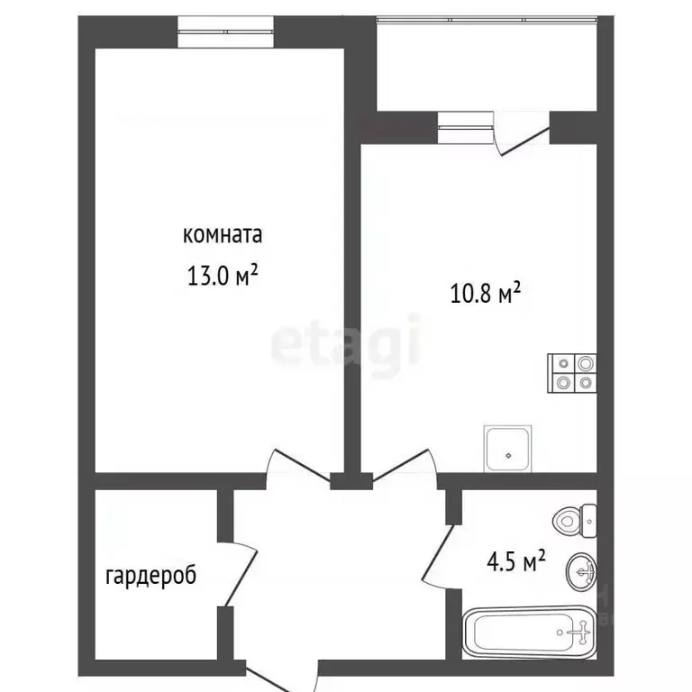 1-к кв. Калининградская область, Калининград ул. Крейсерская, 2 (36.0 ... - Фото 1