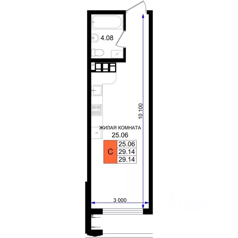 Студия Краснодарский край, Новороссийск ул. Григория Белькинда (29.14 ... - Фото 1