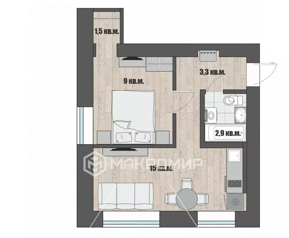 1-комнатная квартира: Киров, улица Маклина, 30 (31.5 м) - Фото 0