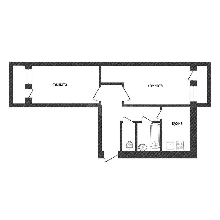 2-комнатная квартира: Кириши, Волховская набережная, 14 (47.7 м) - Фото 1