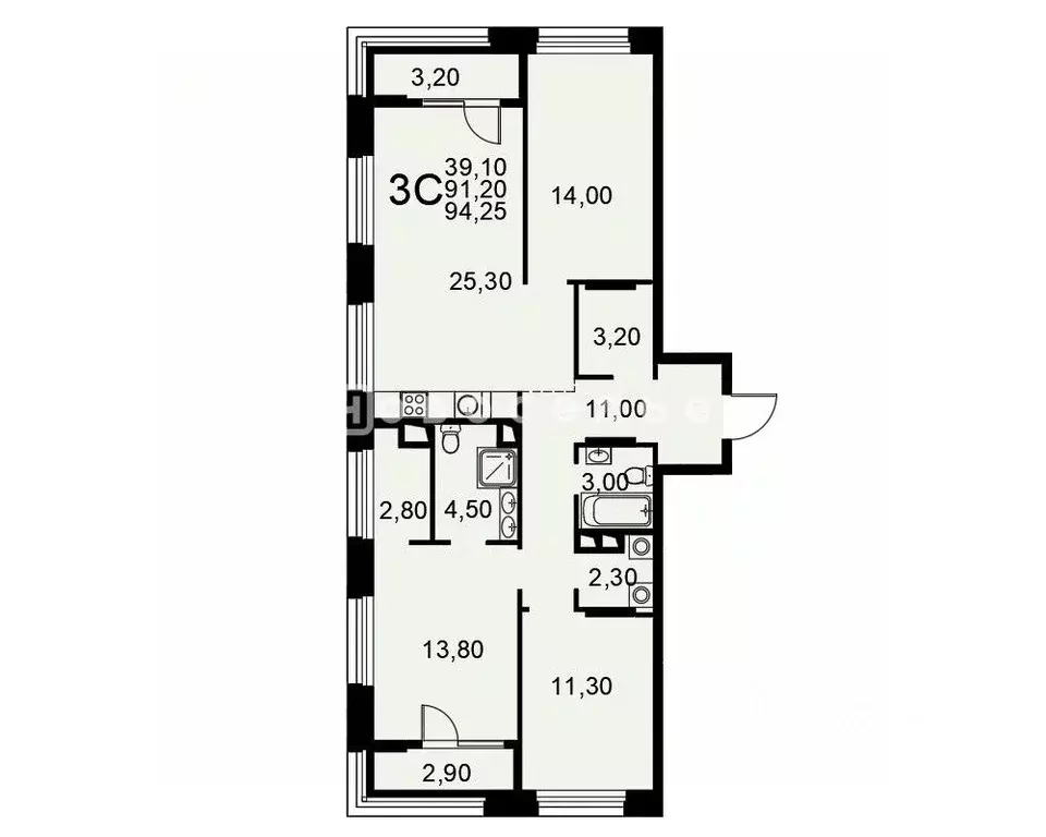 3-к кв. Рязанская область, Рязань Московское ш., 49к1 (94.25 м) - Фото 2