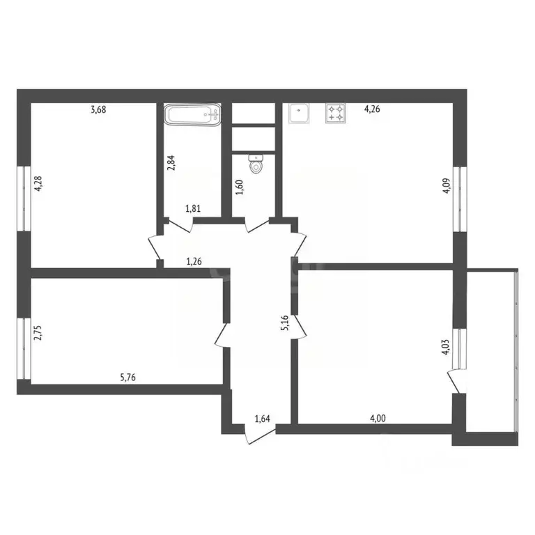 3-к кв. Амурская область, Благовещенск ул. Строителей, 79 (82.8 м) - Фото 2