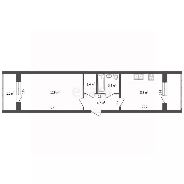 1-к кв. Крым, Феодосия ул. Челнокова, 62А (35.8 м) - Фото 2