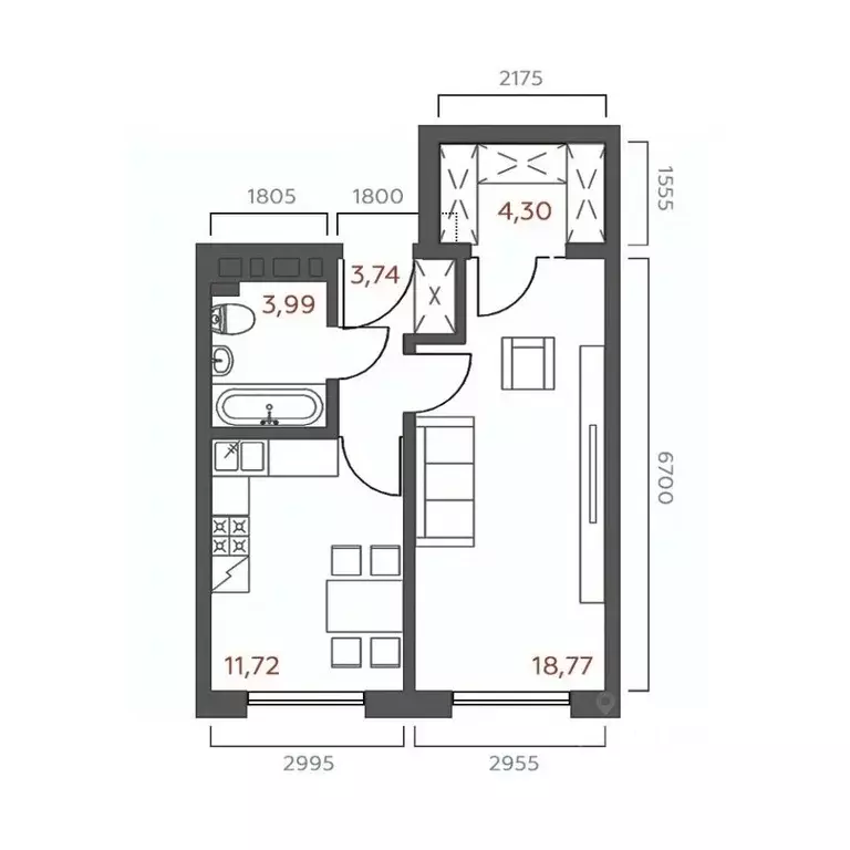 1-к кв. Иркутская область, Иркутск ул. 6-я Советская, 2 (42.52 м) - Фото 0