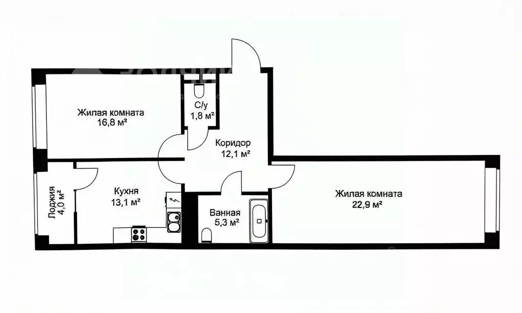 2-к кв. Чувашия, Чебоксары ул. Фридриха Энгельса, 7 (76.6 м) - Фото 2