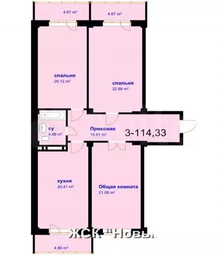 3-к. квартира, 114 м, 2/10 эт. - Фото 0
