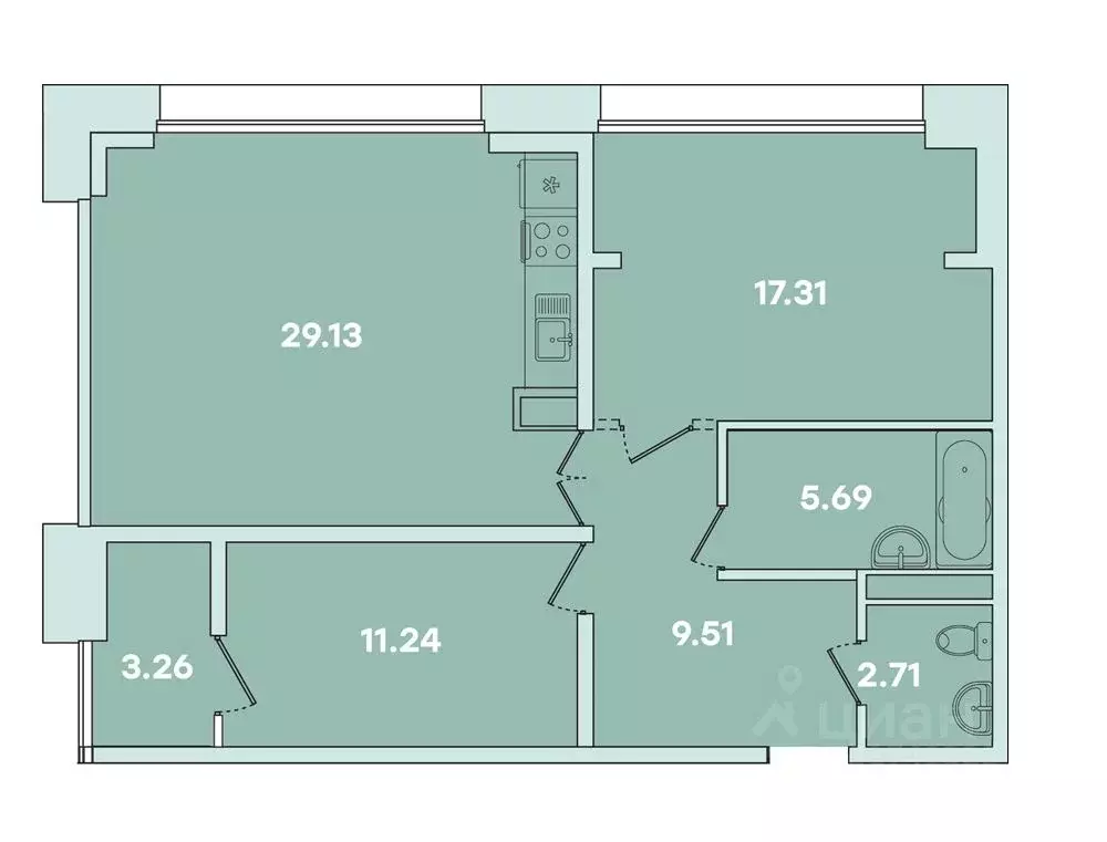 2-к кв. Иркутская область, Иркутск ул. Петрова, 16 (80.68 м) - Фото 0