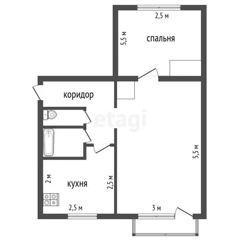 2-комнатная квартира: Троицк, Рабочая улица, 41 (44.2 м) - Фото 1