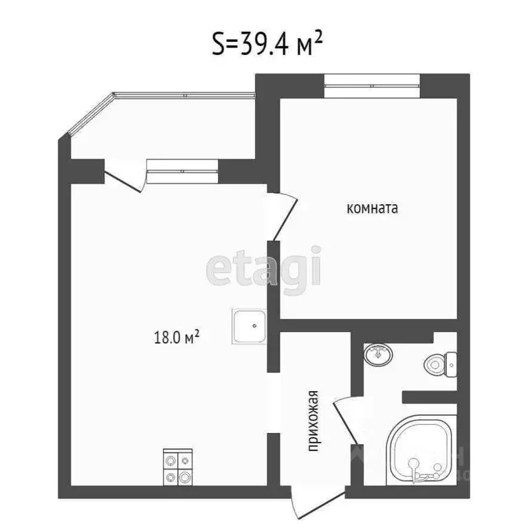 1-к кв. Тюменская область, Тюмень ул. Павла Шарова, 9 (39.4 м) - Фото 2