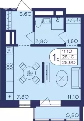 Квартира-студия: Балашиха, микрорайон Железнодорожный, улица ... - Фото 1