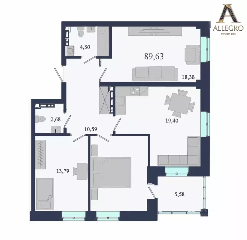 3-к кв. Свердловская область, Екатеринбург ул. Ботаническая, 22 (89.63 ... - Фото 1