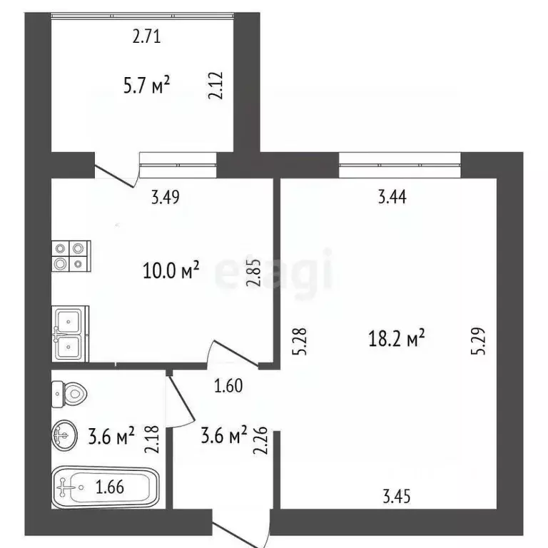 1-к кв. Башкортостан, Стерлитамак ул. Строителей, 8 (35.52 м) - Фото 2