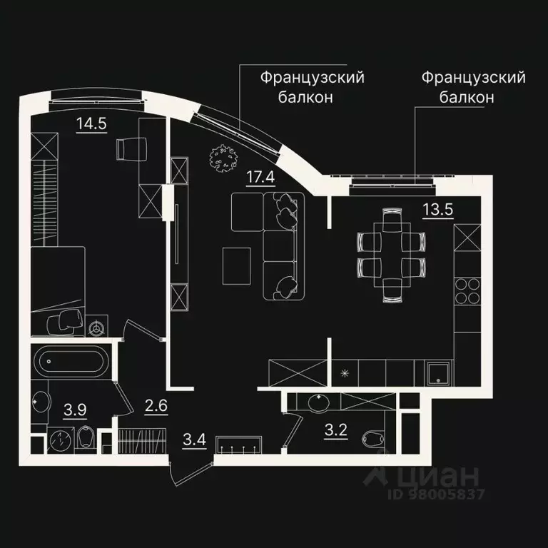 2-к кв. Тюменская область, Тюмень ул. Щербакова, 2к3 (58.4 м) - Фото 0