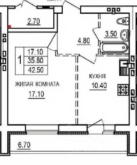 1-к кв. Саратовская область, Саратов пос. Мирный,  (42.5 м) - Фото 0