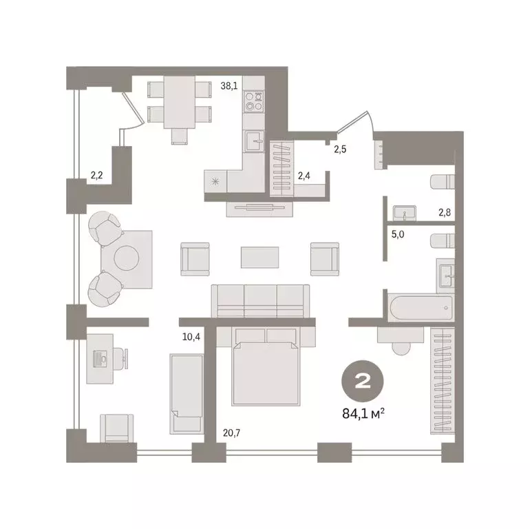 2-комнатная квартира: Новосибирск, жилой комплекс Мылзавод (84.12 м) - Фото 1