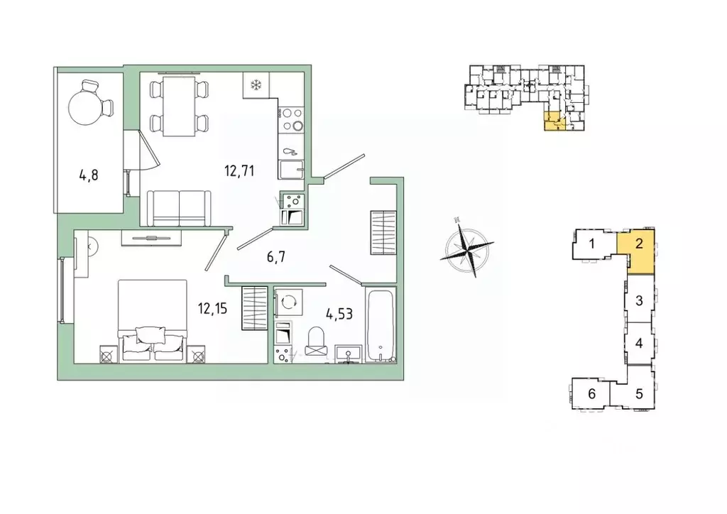 1-к кв. Ленинградская область, Гатчина Въезд мкр,  (38.49 м) - Фото 1