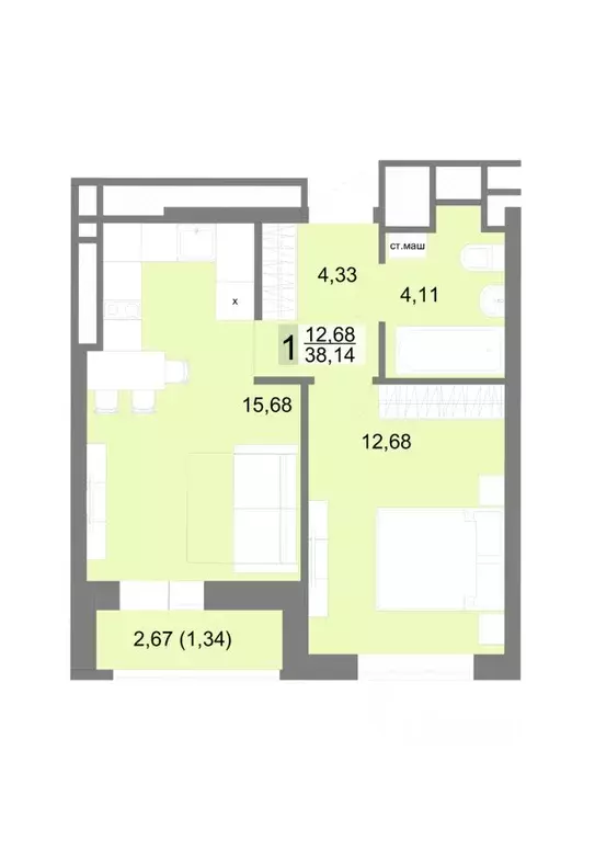 1-к кв. Свердловская область, Екатеринбург ул. Тенистая, 8с5 (38.14 м) - Фото 0