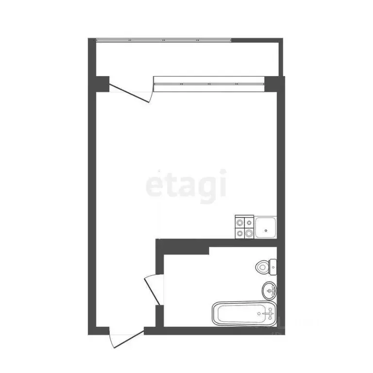 Студия Тюменская область, Тюмень Велижанская ул., 66к1 (20.7 м) - Фото 1