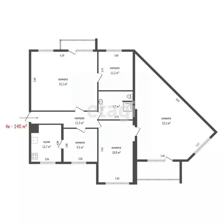 4-к кв. Свердловская область, Березовский ул. Загвозкина, 10 (140.0 м) - Фото 1
