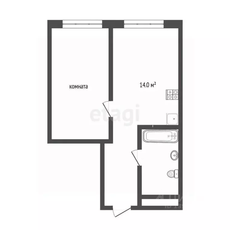 1-к кв. Тюменская область, Тюмень ул. Краснооктябрьская, 14 (34.0 м) - Фото 1