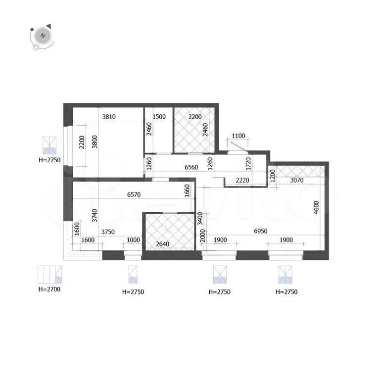 2-к. квартира, 85 м, 6/9 эт. - Фото 1