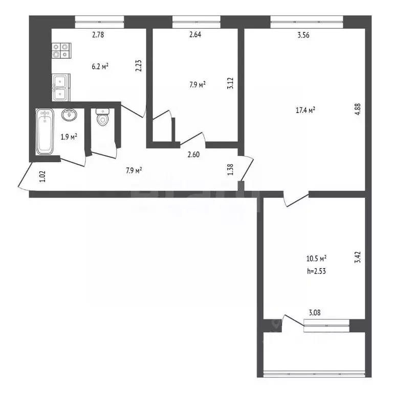 3-к кв. Владимирская область, Ковров ул. Зои Космодемьянской, 9 (53.0 ... - Фото 2