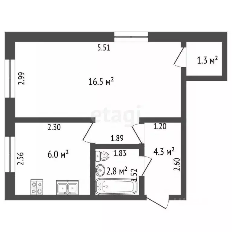 1-к кв. Башкортостан, Стерлитамак Социалистическая ул., 18 (30.9 м) - Фото 1