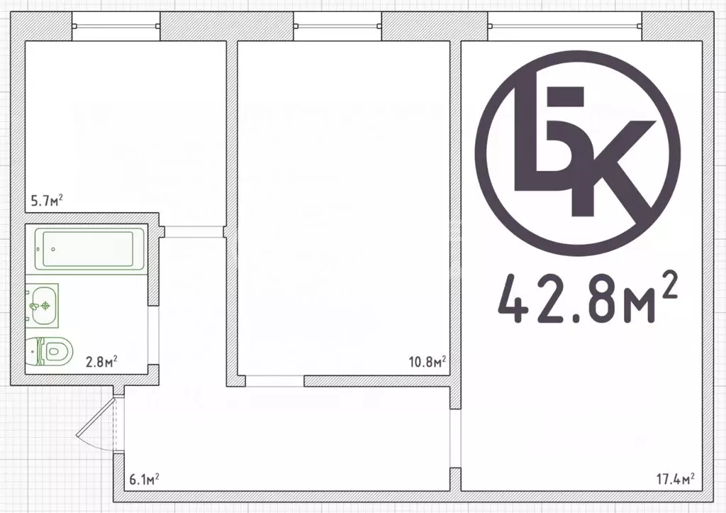 2-к кв. Новосибирская область, Новосибирск ул. Гаранина, 3 (42.8 м) - Фото 2