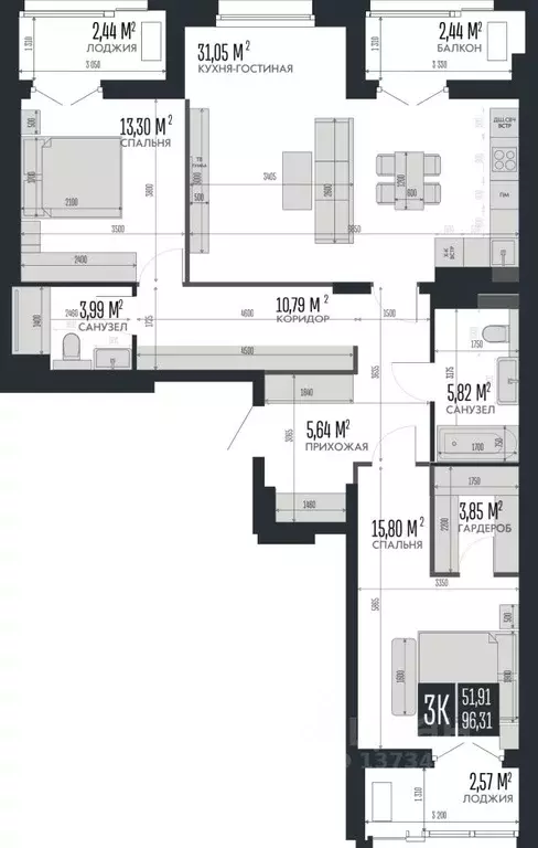 3-к кв. Алтайский край, Барнаул Опера Резиденс жилой комплекс, БС3 ... - Фото 0