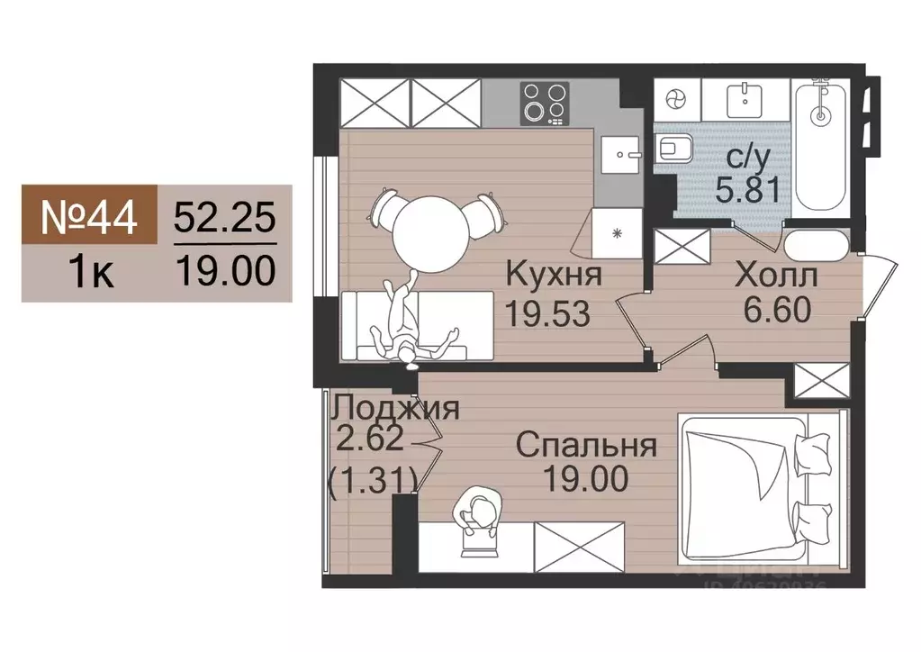 1-к кв. Калининградская область, Гурьевск  (52.25 м) - Фото 1