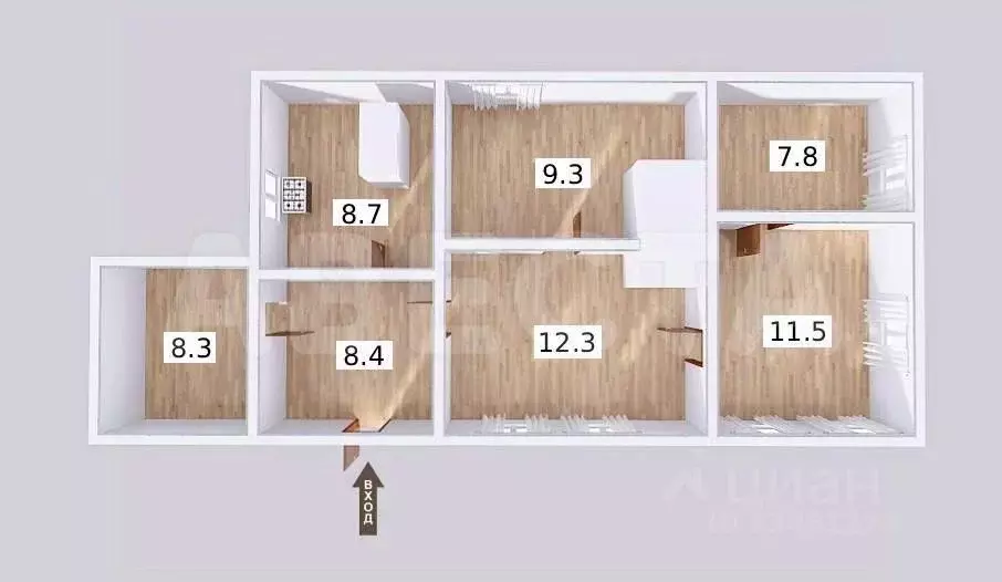 Дом в Омская область, Омский район, с. Красноярка Советская ул., 2 (58 ... - Фото 2