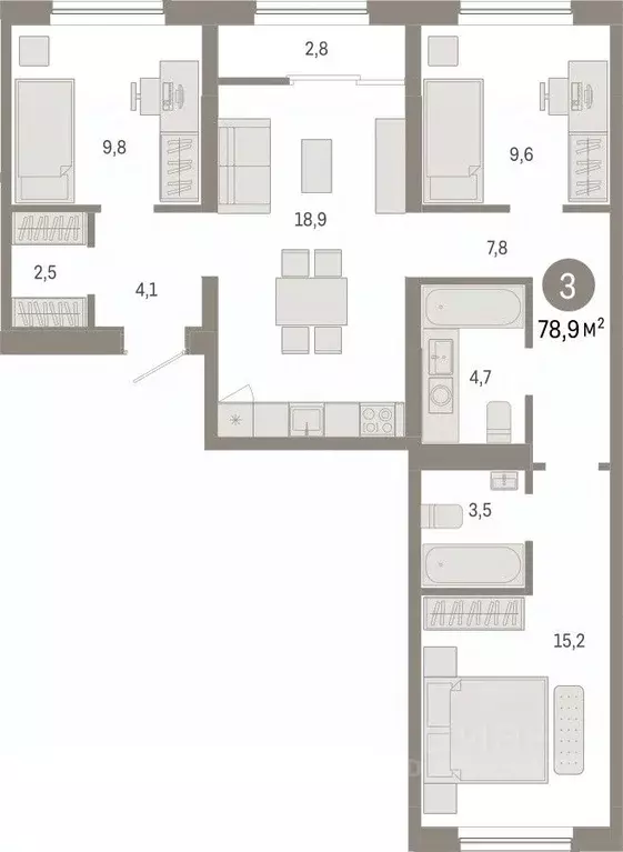 3-к кв. Новосибирская область, Новосибирск Большевистская ул., с49 ... - Фото 0