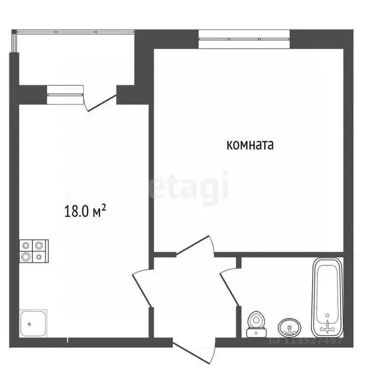 1-к кв. Калужская область, Кременки г. Жуковский муниципальный округ, ... - Фото 2