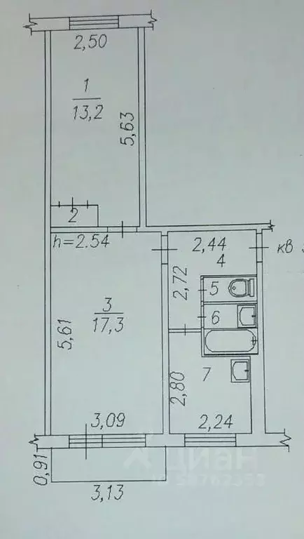 2-к кв. Кемеровская область, Новокузнецк ул. Новоселов, 25 (44.2 м) - Фото 2