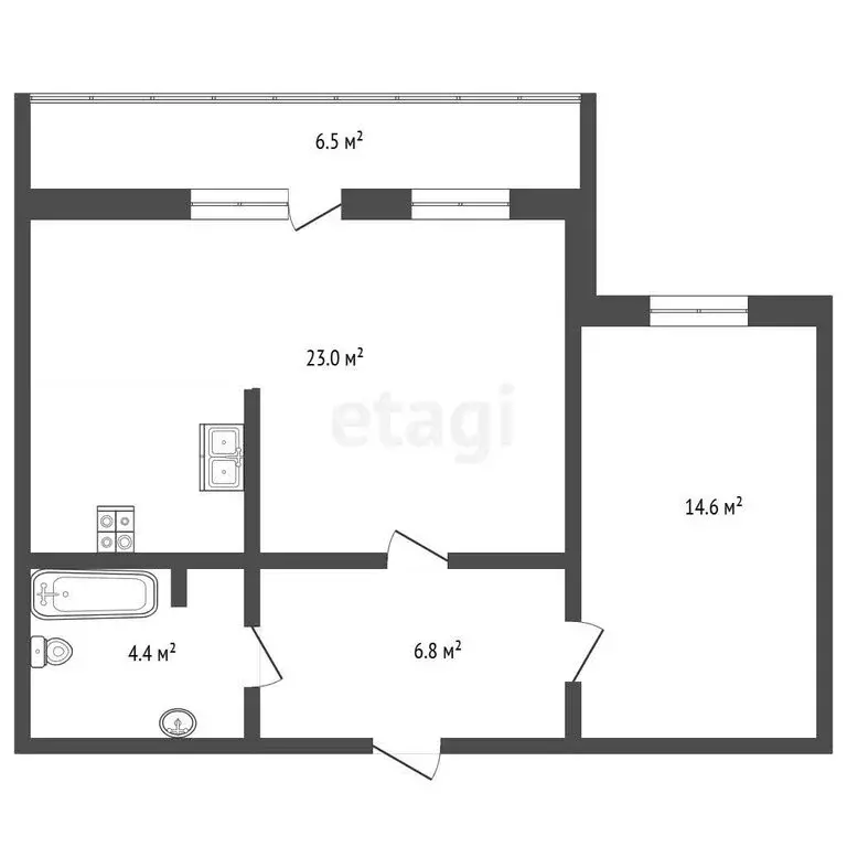 1-комнатная квартира: Тюмень, Кремлёвская улица, 102 (48.5 м) - Фото 1