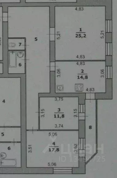 3-к кв. Белгородская область, Белгород ул. Горького, 52б (102.5 м) - Фото 2