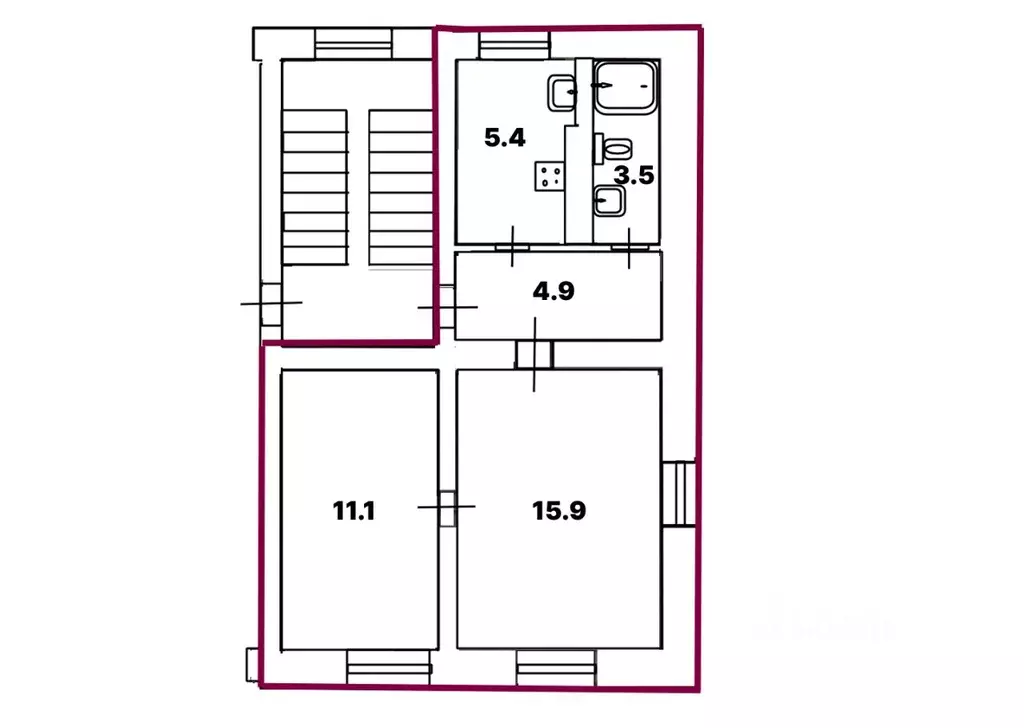2-к кв. Санкт-Петербург 2-я Комсомольская ул., 19К1 (40.8 м) - Фото 1