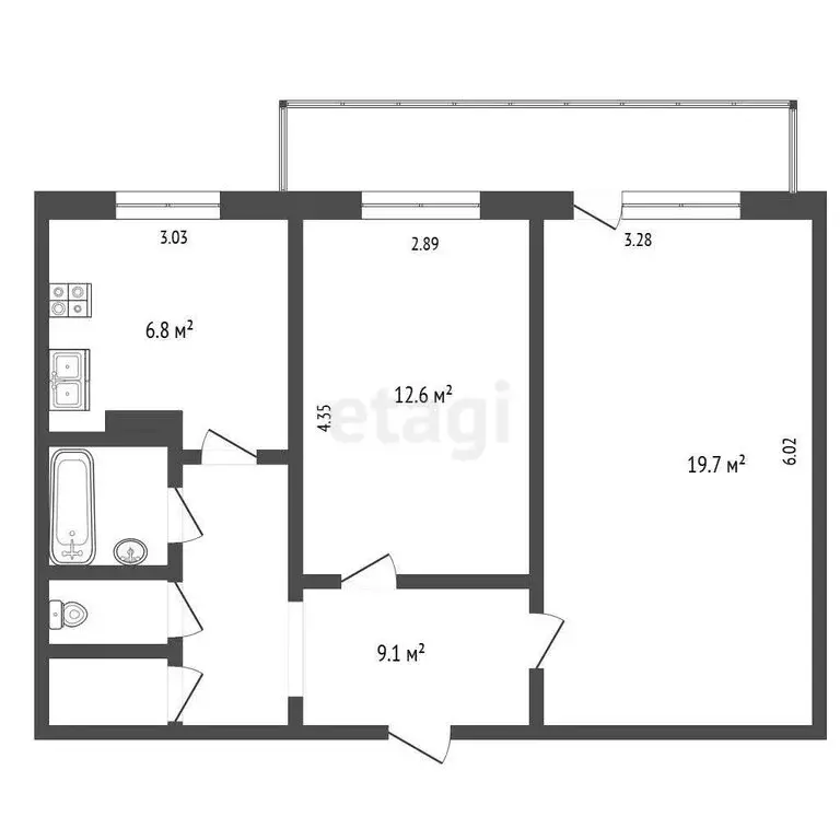 2-комнатная квартира: Томск, улица Говорова, 48 (54 м) - Фото 1