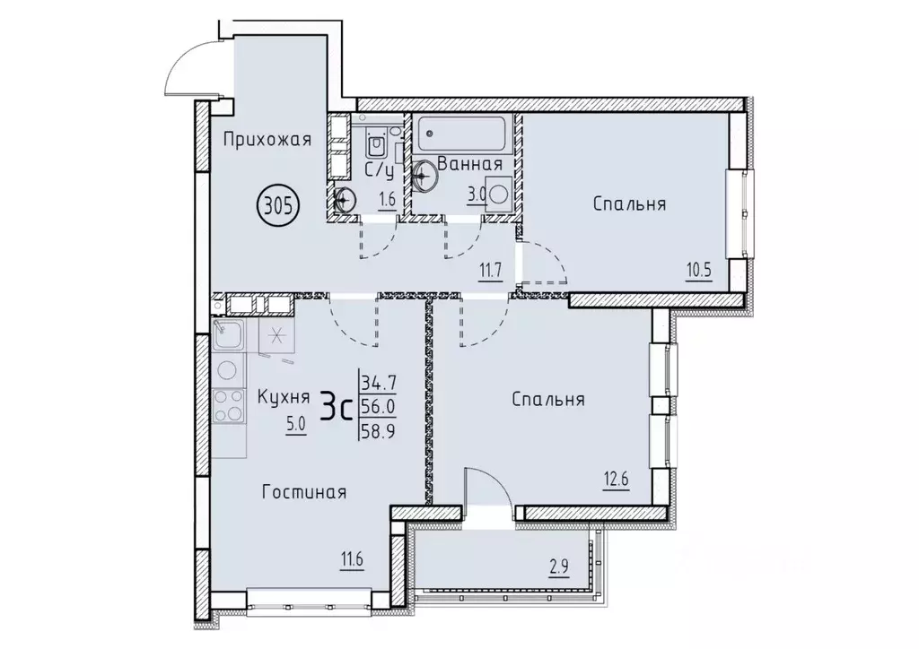 3-к кв. саратовская область, энгельс энгельс-9 мкр, (58.9 м) - Фото 0