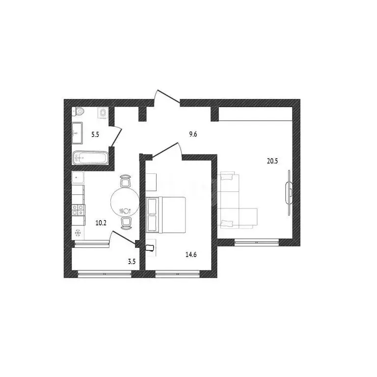 3-комнатная квартира: село Белый Яр, улица Перминова, 115 (60.2 м) - Фото 1