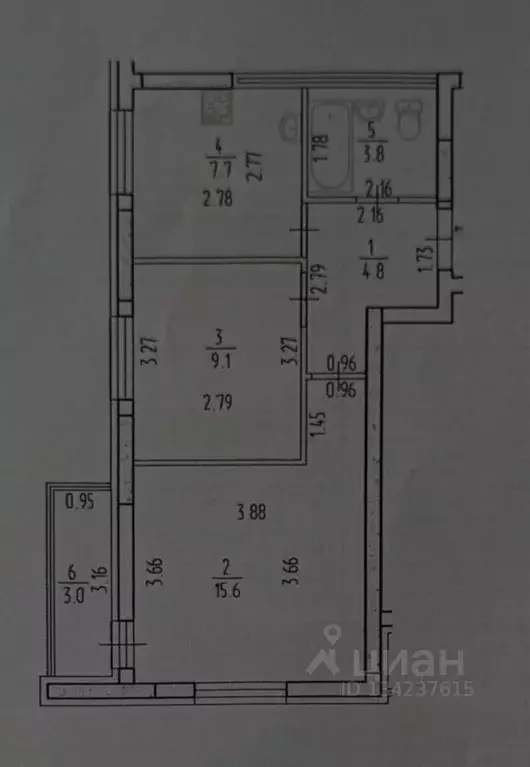 2-к кв. Башкортостан, Уфа ул. Летчика Кобелева, 3/1 (41.0 м) - Фото 2